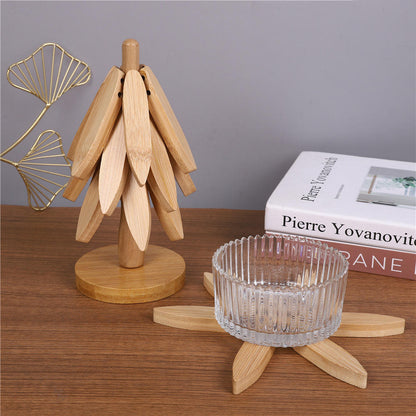 Premium Wooden Tree Trivet Coaster – Rustic Wood Pot Stand