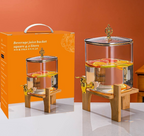 Premium Glass Beverage square Juice Bucket with Lid and Tap Fresh Squeezed Juice Dispenser and Storage