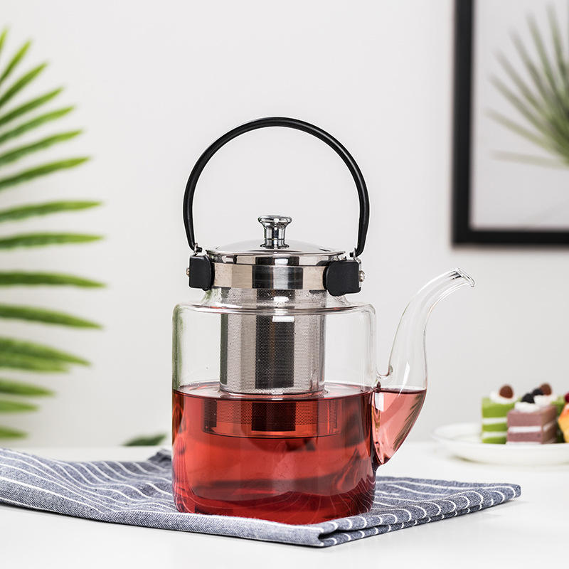High Borosilicate Glass Teapot with Stainless Steel Infuser &amp; Handle – 800ml / 1200ml / 1500ml Large Capacity