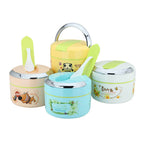 Cute Cartoon Stainless Steel Lunch Box Bento for Kids Food Container with Spoon