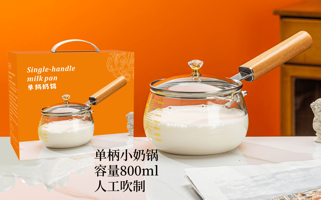 High Borosilicate Milk Boiling Pot – 800ml (12cm) with Lid