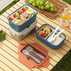 Suitable for Children School Picnic Food Container Stainless Steel 304 Compartment Lunch Box with Fork and Spoon