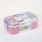 304 Stainless Steel Bento 2 Compartments Lunch Box with Spoon & Fork
