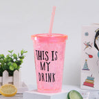 Double Plastic Straw Cups with Flat Lids – Colorful &amp; Fun