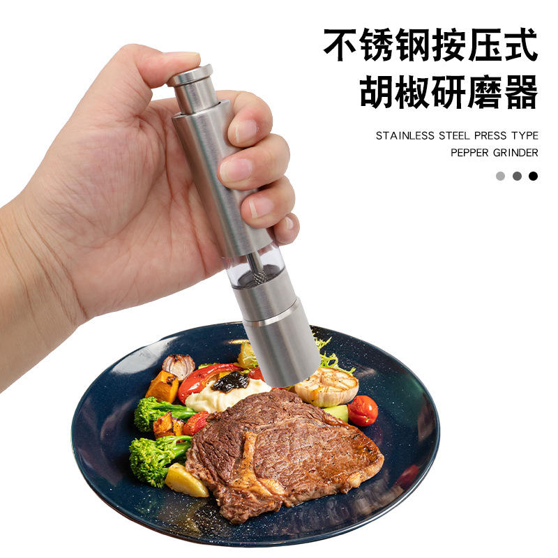 Stainless Steel Manual Pepper Grinder with Rack Set – Classic Kitchen Household Tool