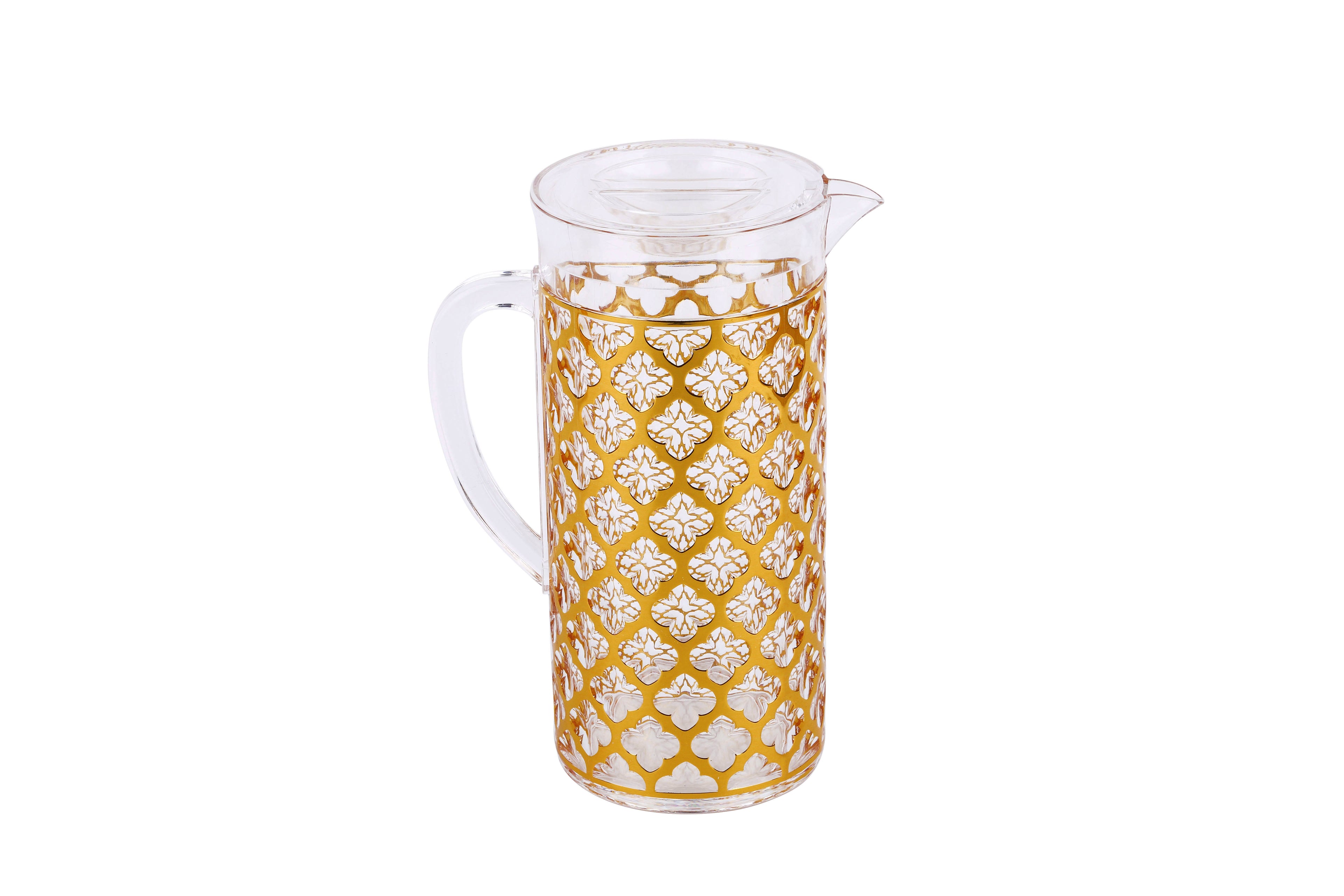 Hot Sale Eco-Friendly Luxury Golden Pattern Water Pitcher Set with Cups | Acrylic Drinking Jug &amp; Beer Pitcher