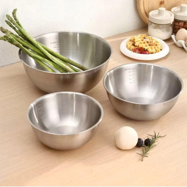 304 Stainless Steel Mixing Bowl with Scale – Large Capacity, Eco-Friendly Kitchen Bowl