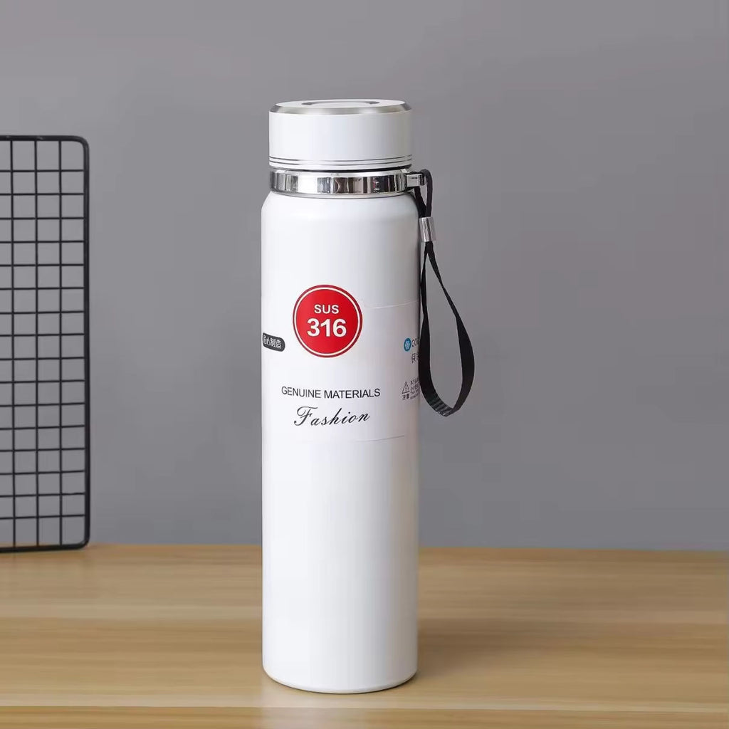 Large Capacity 316 Stainless Steel Thermos Bottle Solid Color Portable Vacuum Insulated Outdoor Sports Water Tumbler