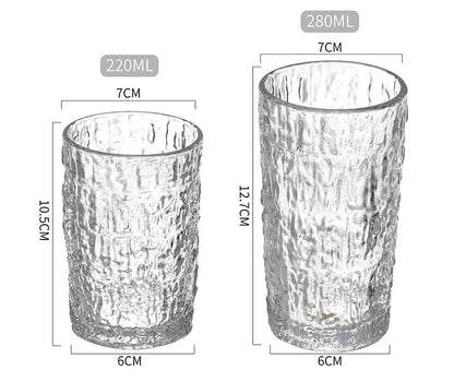 Customized Textured Floral Glass Tumbler Set – 6 Pcs | Premium Clear Drinking Glasses for Water, Juice & Tea