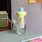 Cute Girls Cartoon Portable Drinking Bottle – Reusable School Plastic Water Bottle with Straw (Tomatodos De Agua / Gourde Enfant)