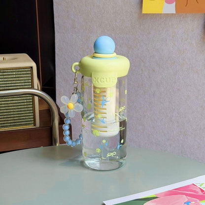 Cute Girls Cartoon Portable Drinking Bottle – Reusable School Plastic Water Bottle with Straw (Tomatodos De Agua / Gourde Enfant)