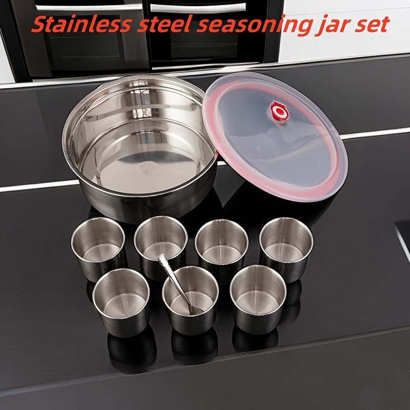 Premium Stainless Steel Spice Jar Set with 6 Compartments Includes Lid