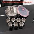 Premium Stainless Steel Spice Jar Set with 6 Compartments Includes Lid