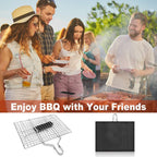 Portable Wire Mesh BBQ Grill Basket for Vegetables & amp; Steak