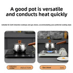 316Stainless Steel Milk Pot with Modern Design Tempered Glass Lid Wooden Handle for Baby Food Heating and Oil Splashing