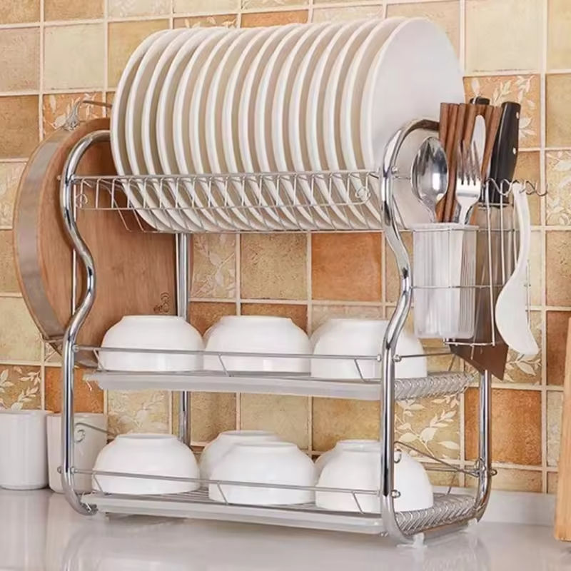 Multi-Functional Drainable Bowl Plate Organizer Storage Rack Chopstick Water Cup Holder Convenient Chopstick Water Cup Storage