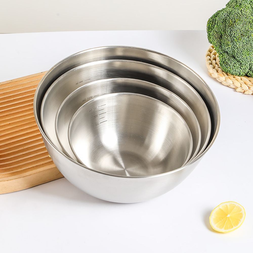 304 Stainless Steel Mixing Bowl with Scale – Large Capacity, Eco-Friendly Kitchen Bowl