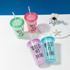 Double Plastic Straw Cups with Flat Lids – Colorful &amp; Fun