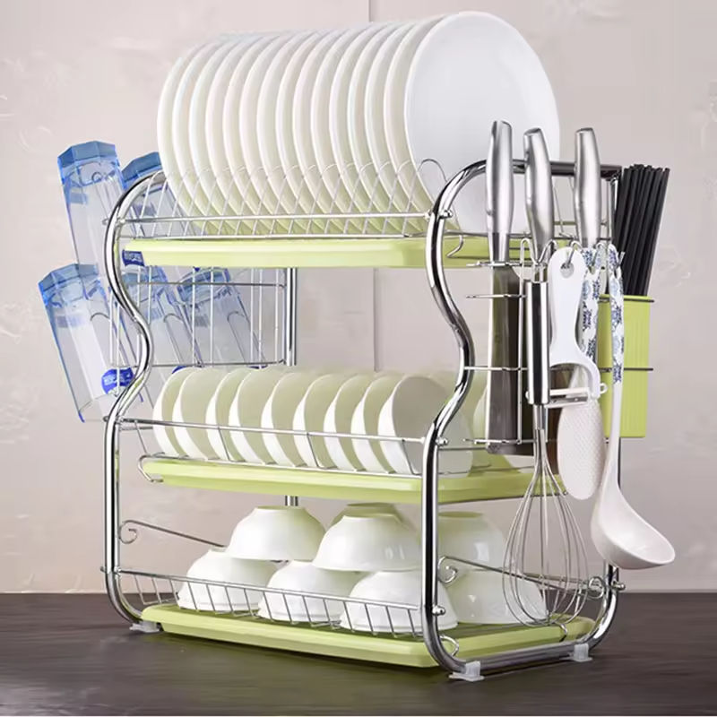 Multi-Functional Drainable Bowl Plate Organizer Storage Rack Chopstick Water Cup Holder Convenient Chopstick Water Cup Storage