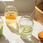 High Borosilicate Cartoon Bobo Glass Cup – With Lid &amp; Straw