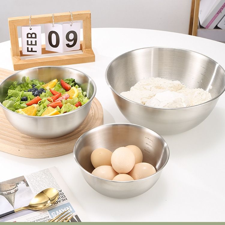 304 Stainless Steel Mixing Bowl with Scale – Large Capacity, Eco-Friendly Kitchen Bowl