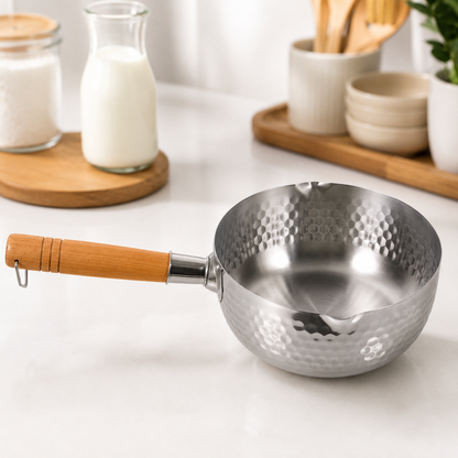 Hemmer design stainless steel milk pan with glass lid