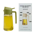LOVFE Kitchen Dispenser and Sprayer Oil Bottle 470ml 2 in 1 Glass Oil Spray Bottle for Cooking