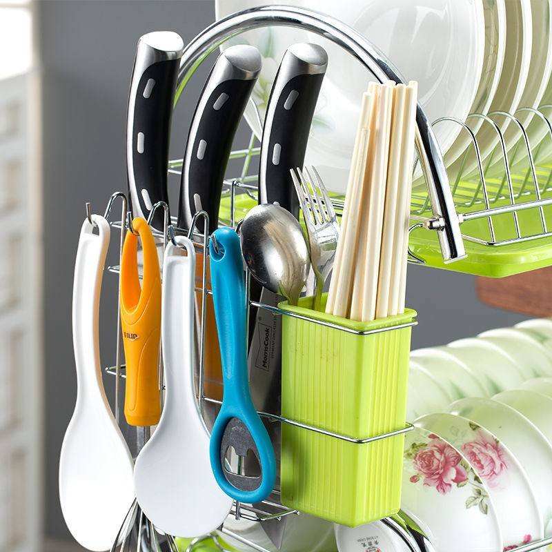Multi-Functional Drainable Bowl Plate Organizer Storage Rack Chopstick Water Cup Holder Convenient Chopstick Water Cup Storage