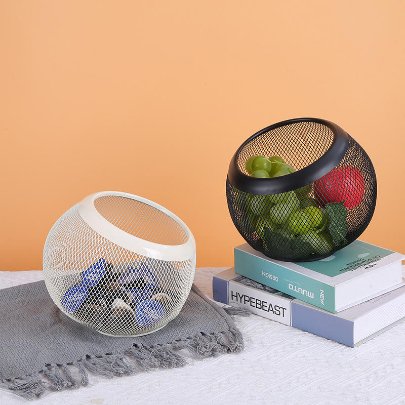 Sturdy Metal Wire Fruit &amp; Vegetable Storage Basket – Slant Opening Organizer