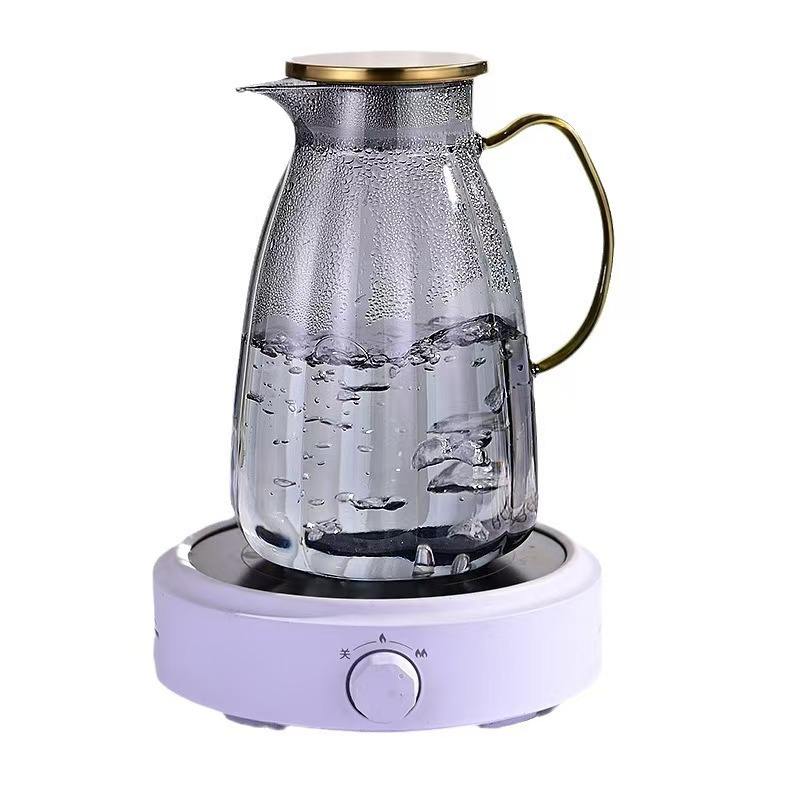 Modern Fashionable High Aesthetic Value High Borosilicate Glass Kettle Set New with Colored Lid Heat Resistant for Coffee & Tea