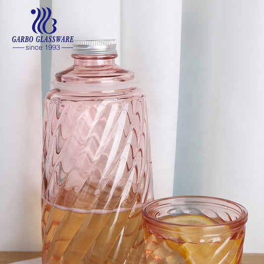 New Arrival – 1300ml Multi-Color Spray Glass Carafe & Cup Set | High-Quality Juice & Water Bottle with Lid