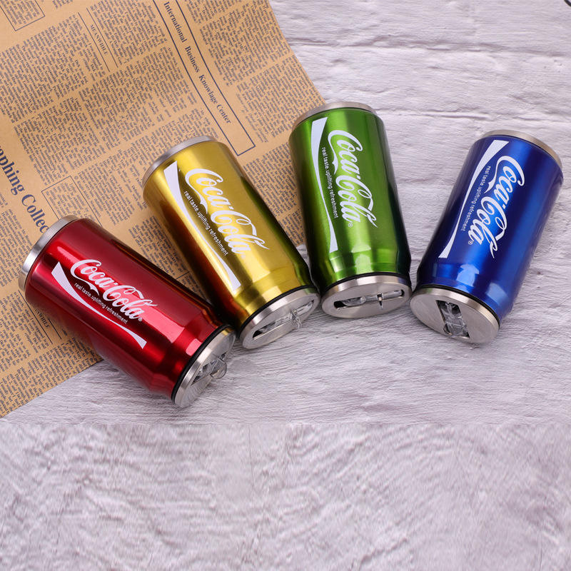 Creative 500ml Soda Can-Shaped Insulated Stainless Steel Tumbler – With Lid &amp; Straw