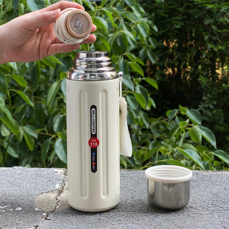 New Material 650ML SUS 316 Material Thermos Bottle Portable with Carrying Strap Outdoor Sports Roman Cup for Tea