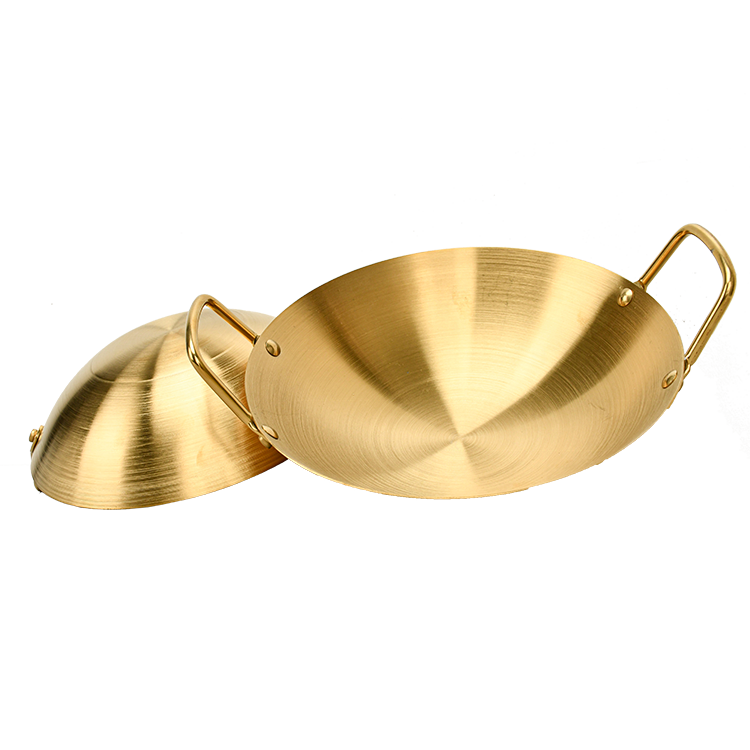 Gold Color Double Handle Wok &amp; Fry Pan