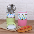 Customization Stainless Steel Round Lunch Box Colorful Design Tiffin Box 3 Layer Plastic Food Container