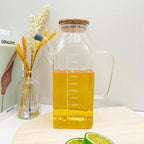 Simple Design Square Clear Thickened Durable High Borosilicate Glass Oil Pot With Handle and Bamboo