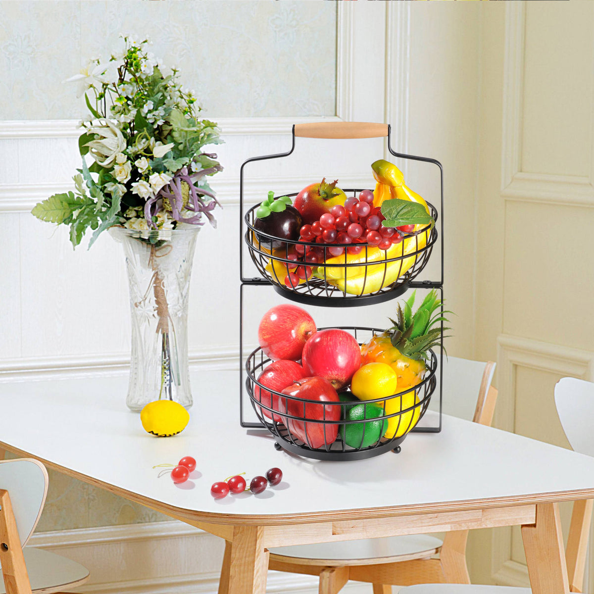 Dismountable Metal Fruit Basket Kitchen Use Fruit Standing Basket