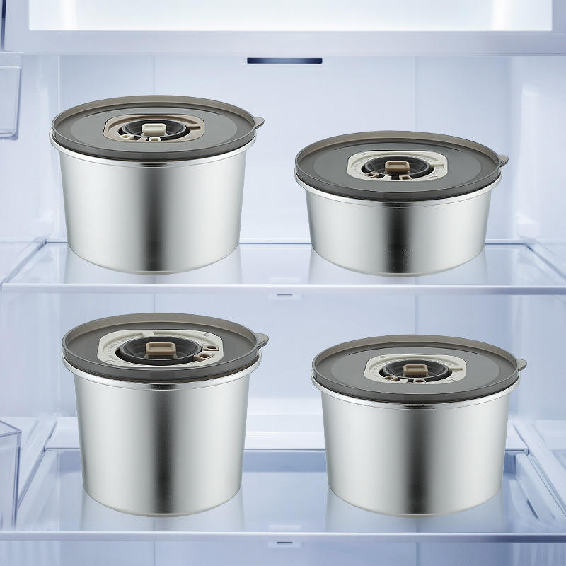 304 Stainless Steel Fresh-keeping Portable Vacuum sealed Round Fruit Bento Box Multifunctional Food Container Lunch Box