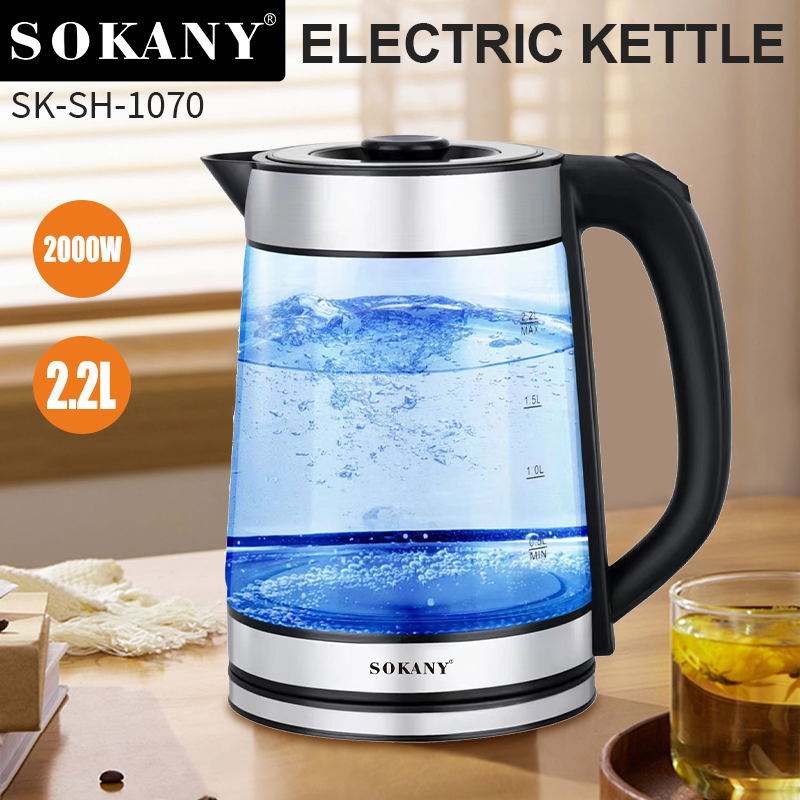 Smart 2.2L Portable Kettle Home Appliance Temperature Control Electric Tea Water Boiler Transparent Glass Keeps Tea Hot Health