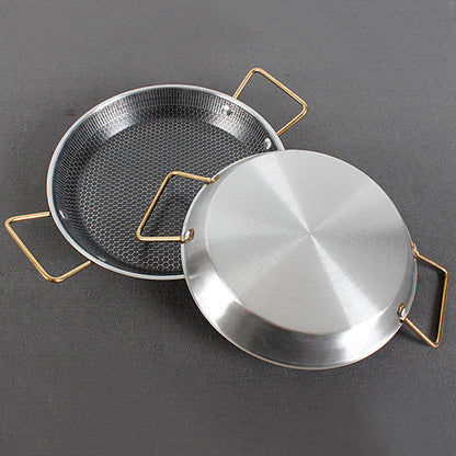 Stainless Steel Honeycomb Paella Pan with Double Handles | Non-Stick Paella & Skillet Pan for Gas & Induction (24cm, 26cm, 28cm)