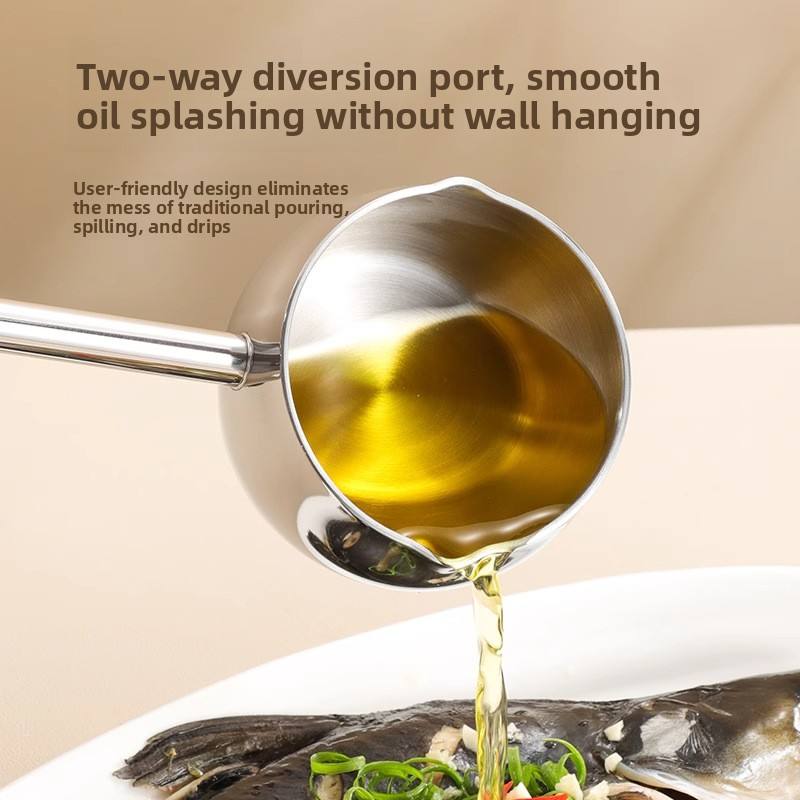 316 Stainless Steel Oil Splashing Spoon with Long Handle | Hot Oil Pouring Kitchen Tool