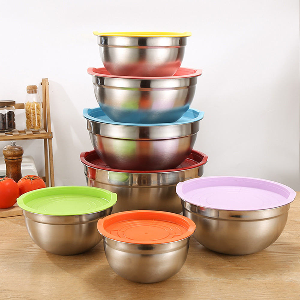 Stainless Steel Big Size Salad and Vegetable Mixing Bowl Set with Different Sizes