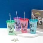 Double Plastic Straw Cups with Flat Lids – Colorful &amp; Fun