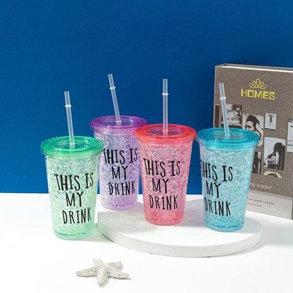 Double Plastic Straw Cups with Flat Lids – Colorful &amp; Fun