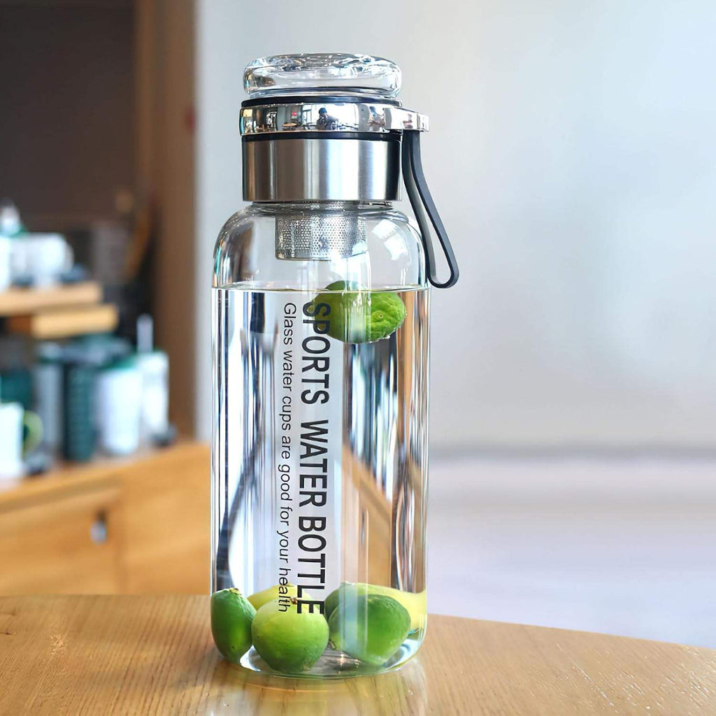 Large Capacity Borosilicate Glass Sports Water Bottle | Heat Resistant Camping & Travel Bottle