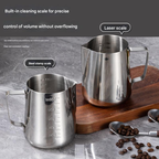 Stainless Steel Coffee Milk Frothing Pitcher – Measuring Cup Compatible with Handheld Milk Foam Machines (350ml / 600ml / 1000ml)