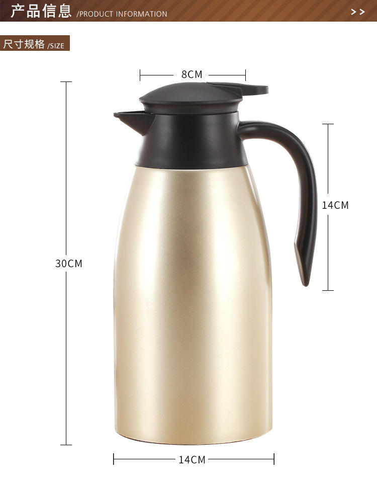 2L Large Capacity 304 Stainless Steel Vacuum Flask Home Office Hotel Tea Kettle Home Thermos