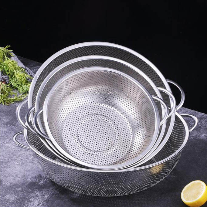 6PCS Stainless Steel Fine Mesh Colander Bowl Set – Kitchen Strainer with Draining Basket Handles
