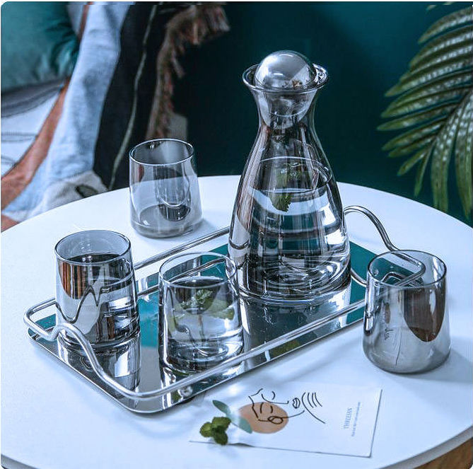 Water Pitcher Heat Resistant Glass Borosilicate Cold Water Jug With Cup Set