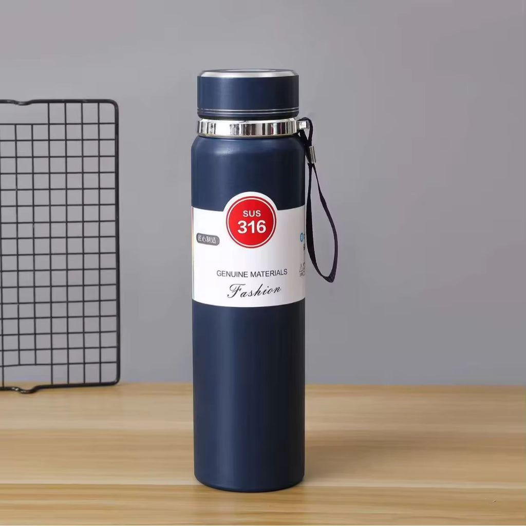 Large Capacity 316 Stainless Steel Thermos Bottle Solid Color Portable Vacuum Insulated Outdoor Sports Water Tumbler